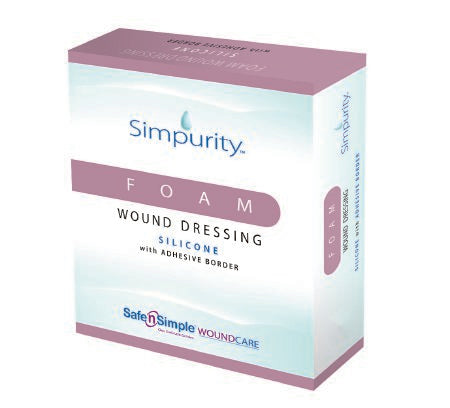 Simpurity - Silicone Foam Dressing 3 X 3 Inch Square Silicone Adhesive with Border Sterile - SNS77733