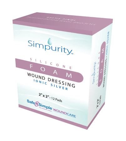 Safe N Simple Simpurity Foam Dressing with Silver 2 X 2 Inch Square Sterile - SNS72502