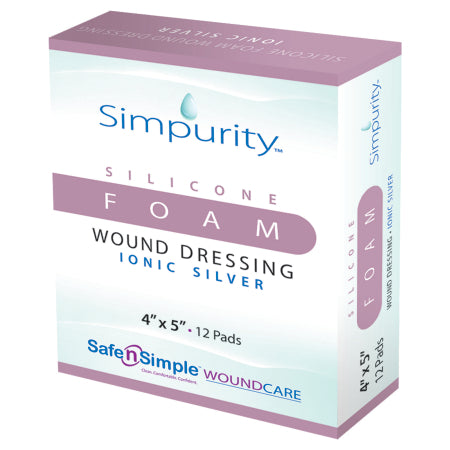 Safe N Simple Simpurity Foam Dressing with Silver 4 X 5 Inch Rectangle Sterile - SNS72520