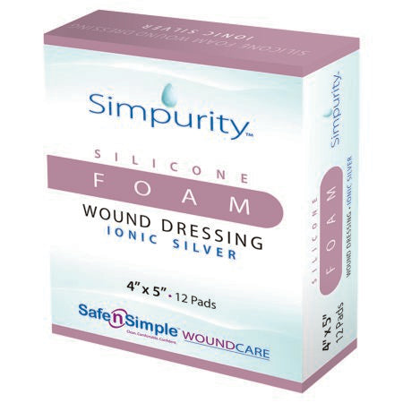 Simpurity - Silver Foam Dressing 4 X 5 Inch Rectangle Sterile - SNS74445
