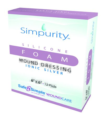Simpurity - Silver Foam Dressing 6 X 6 Inch Square Sterile - SNS74466