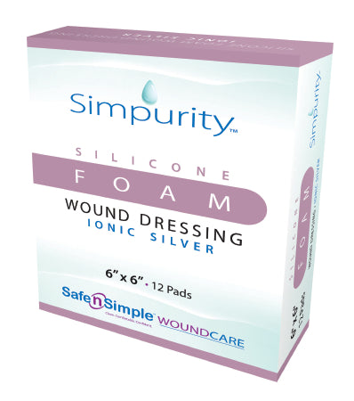 Safe N Simple Simpurity Foam Dressing with Silver 6 X 6 Inch Square Sterile - SNS74466
