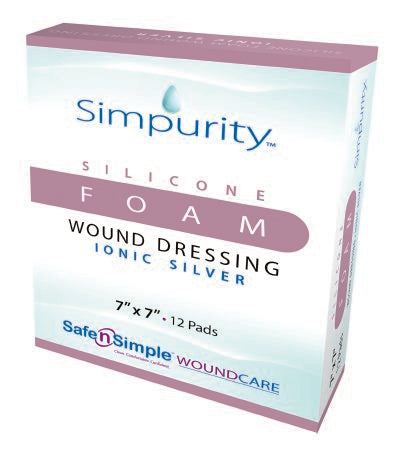 Simpurity - Silver Foam Dressing 7 X 7 Inch Square Sterile - SNS7447