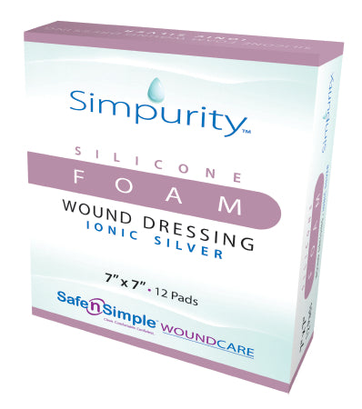Safe N Simple Simpurity Foam Dressing with Silver 7 X 7 Inch Square Sterile - SNS7447