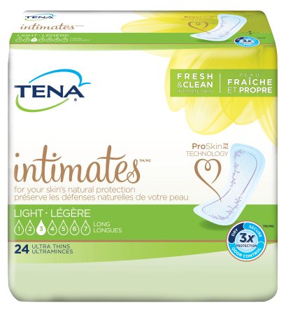 Essity HMS North America Inc TENA IntimatesUltra Thin Light Long Bladder Control Pad 10 Inch Length Light Absorbency Dry-Fast Core One Size Fits Most Female Disposable - 54344