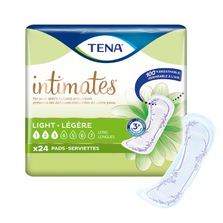 TENA Intimates Ultra Thin Light Long - Bladder Control Pad 10 Inch Length Light Absorbency Dry-Fast Core One Size Fits Most Adult Female Disposable - 54344