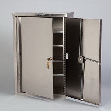 Health Care Logistics - Narcotic Cabinet 22 Gauge Stainless Steel 4 Shelves 2 Locks - 8222