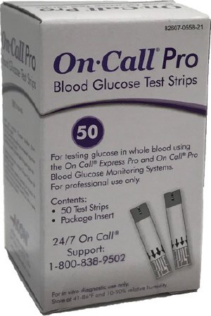 On Call Pro - Blood Glucose Test Strips 50 Strips per Box No Coding Required For Blood Glucose Monitoring System - 755821