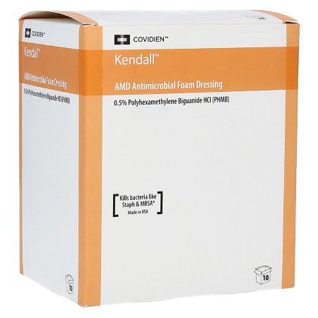 Kendall AMD - Antimicrobial Foam Dressing 5-1/2 X 5-1/2 Inch Square Adhesive with Border Sterile - 55566BAMDG