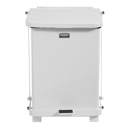 Rubbermaid Defenders - Trash Can 7 gal. Square White Steel Step On - FGST7EPLWH