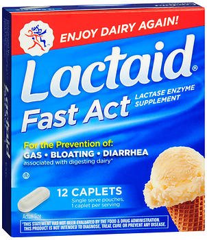 Lactaid - Dietary supplement Lactase Enzyme 9000 FCC Units Strength Caplet 12 per Box - 00045091012