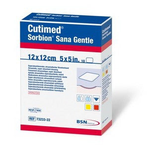 BSN Medical Cutimed Sorbion Sana Gentle Hydrofiber Dressing Cellulose / Gel-Forming Polymer / Polyethylene 9 X 9 Inch - 7323314