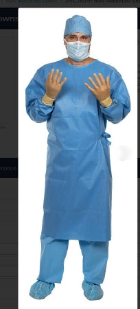 Spectrum - Non-Reinforced Surgical Gown with Towel Large Blue Sterile AAMI Level 3 Disposable - 46865