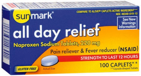 sunmark - Pain Relief 220 mg Strength Naproxen Sodium Caplet 100 per Bottle - McKesson - 49348030610