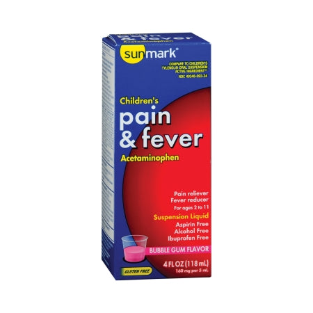 sunmark - Children's Pain Relief 160 mg Strength Acetaminophen Suspension 4 oz. - McKesson - 49348009334