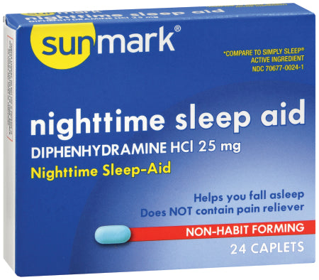 sunmark - Sleep Aid 24 per Box Caplet 25 mg Strength - 70677002401