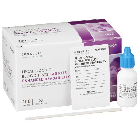 McKesson Consult - Rapid Test Kit Colorectal Cancer Screening Fecal Occult Blood Test (FOBT) Stool Sample 100 Tests - 127-100ER