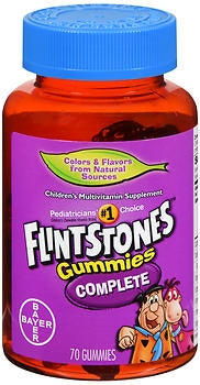 Bayer Flintstones with Iron Joint Health Supplement Vitamin A / Ascorbic Acid / Vitamin D / Vitamin E / Vitamin B6 / Vitamin B12 Folic Acid 4000 IU - 75mg - 400 IU - 30 IU - 5 mg - 400mcg Strength Gummy 70 per Bottle Assorted Fruit Flavors - 1650055434