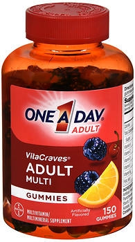 Bayer One-A-Day Multivitamin Supplement Vitamin B6 / Vitamin B12 / Ascorbic Acid / Vitamin E Folic Acid 4000 IU - 600 mg - 400IU - 40IU - 2mg - 400mcg Strength Gummy 150 per Bottle Assorted Fruit Flavors - 1650055615