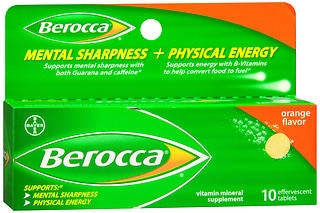 Bayer Berocca Multivitamin Supplement Vitamin A / Ascorbic Acid / Vitamin D / Vitamin E / Vitamin B6 / Vitamin B12 Folic Acid 4000 IU - 600 mg - 400IU - 40IU - 2mg - 400mcg Strength Tablet 10 per Box Orange Flavor - 1650055644