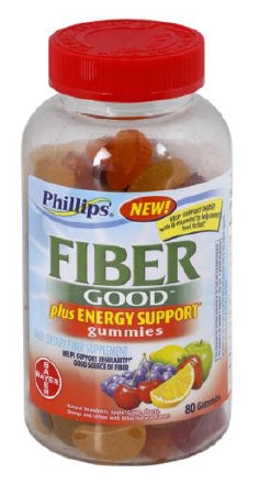 Bayer Phillips' Fiber Good Plus Energy Support Fiber Supplement Assorted Flavors Gummies 80 per Bottle 4 Gram Strength Fiber - 31284356162