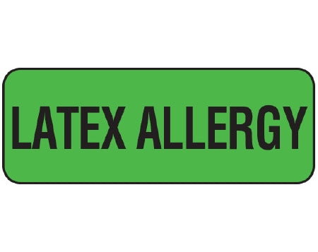 Shamrock Scientific Shamrock Pre-Printed Label Anesthesia Label LATEX ALLERGY Green 5/16 X 13/16 Inch - WAL-12