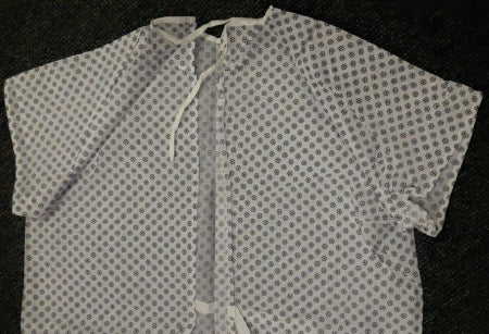Lew Jan Textile - Patient Exam Gown One Size Fits Most White Print Reusable - V61-0310PT