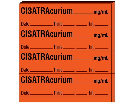 Shamrock - Drug Label Anesthesia Label CISATRAcurium _____ mg / mL / Date _____ Time _____ Int. _____ Orange 1/2 X 1 Inch - SA-2216-DTI-PK
