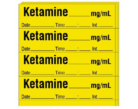 Shamrock - Drug Label Anesthesia Label KETAMINE _____ mg / mL / Date _____ Time _____ Int. _____ Yellow 1/2 X 1 Inch - SA-201-DTI-PK