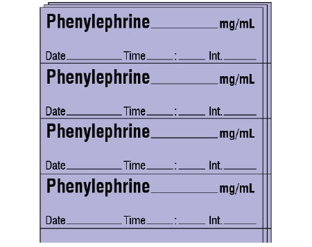 Shamrock - Drug Label Anesthesia Label Phenylephrine_mg/mL Date_Time_Int._ Violet 1/2 X 1 Inch - SA-283-DTI-PK