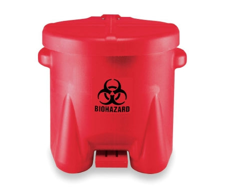 Fisher Scientific EAGLE Medical Waste Receptacle Eagle 10 gal. Round Red HDPE Step On - 18-880B