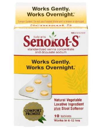 Purdue Pharma Senokot-S Laxative Tablet 10 per Box 50 mg - 8.6 mg Strength Docusate Sodium / Sennosides - 36761831001