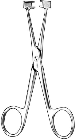 Sklar - Blade Removal Forceps Collins 5-1/2 Inch Length OR Grade Stainless Steel NonSterile Ratchet Lock Finger Ring Handle Straight Serrated Fenestrated Oval Tips - 06-3091