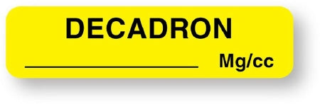 United Ad Label Pre-Printed Label Anesthesia Label Decadron _______ Mg/cc Yellow 5/16 X 1-1/4 Inch - ULAM189