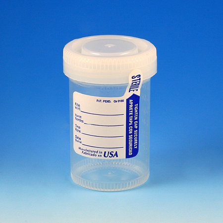 Globe Scientific Tite-Rite Urine Specimen Container Polypropylene Screw Cap 90 mL (3 oz.) Sterile - 6220