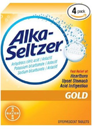 Alka-Seltzer Gold - Antacid 1000 mg - 344 mg - 1050 mg Strength Effervescent Tablet 36 per Box - 00280410036