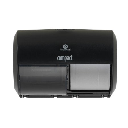 Georgia Pacific Compact 2-Roll Side-by-Side Toilet Tissue Dispenser Black Plastic Manual Double Roll Wall Mount - 56784A