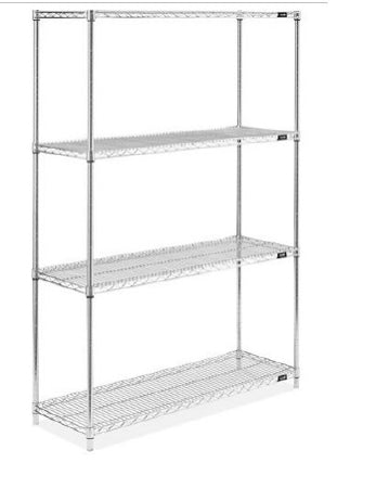 Uline Wire Shelving Unit 4 Shelves Adjustable Chrome-Plated Carbon Steel - H-2941-72