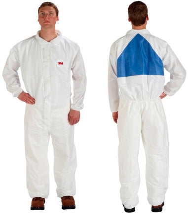 3M Coverall with Hood 3X-Large White/Blue Disposable - 4540+BLK-3XL