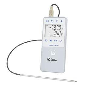 Fisherbrand TraceableLIVE - Datalogging Refrigerator / Freezer Thermometer with Alarm Fahrenheit / Celsius -130° to +221°F (-90° to +105°C) Stainless Steel Probe Multiple Mounting Options Battery Operated - 15079626