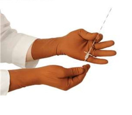 Alimed XGuard Radiation Reducing Glove Size 7 Sterile Pair Lead / Latex Extended Cuff Length Textured Fingertips Brown Not Chemo Approved - 925921/NA/NA/SZ7