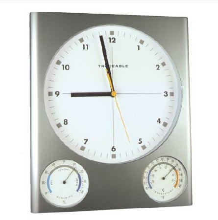 Control 3 Holdings LLC Traceable Clock / Hygrometer / Thermometer 1 X 11 X 12-1/2 12 Hour Analog Display Battery Powered - 1079