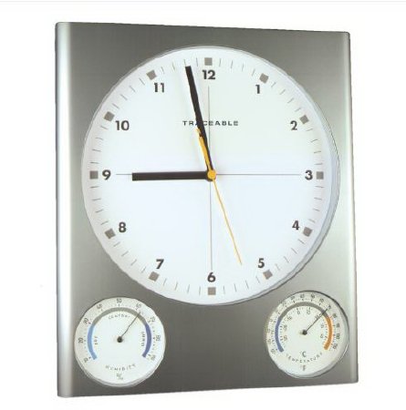 Traceable - Clock / Hygrometer / Thermometer 1 X 11 X 12-1/2 12 Hour Analog Display Battery Powered - 90026-78