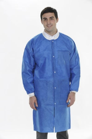 Valumax International ValuMax Extra-Safe Lab Coat Royal Blue Large Long Sleeves Knee Length - 3660RYL