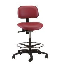 Brewer/Dental Task Series Industrial Stool Contoured Backrest Pneumatic Height Adjustment 5 Casters Taupe - VT-1-LEB-C