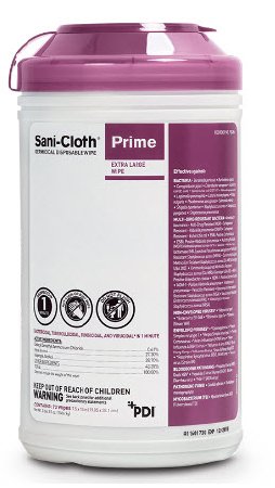 Professional Disposables Sani-Cloth Prime Surface Disinfectant Germicidal Wipe 70 Count Canister Disposable Alcohol Scent - P24284
