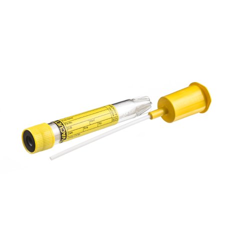 Greiner Bio-One Vacuette Transport Tube Round Bottom CCM (Count and Culture Mannitol) Additive 16 X 100 mm 9 mL Yellow / Black Ring Pull Cap Polyethylene Terephthalate (PET) Tube - 453032