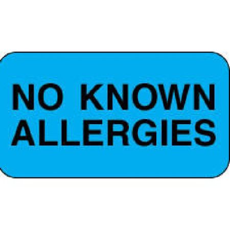 Precision Dynamics - Pre-Printed Label Allergy Alert Blue Paper No Known Allergies Black Alert Label 7/8 X 1-5/8 Inch - 59710172