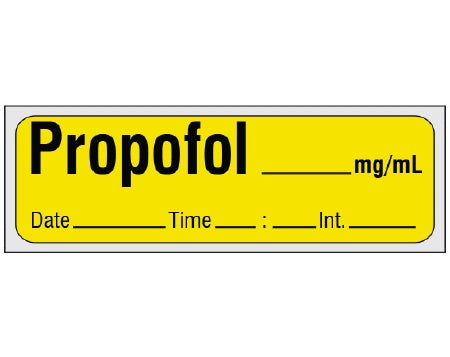 Shamrock Scientific Shamrock Pre-Printed Label Anesthesia Label PROPOFOL _____ mg / mL / Date _____ Time _____ Int. _____ Yellow 1/2 X 500 Inch - SA-205-DTI