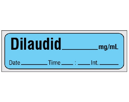 Shamrock Scientific Shamrock Pre-Printed Label Anesthesia Label DILAUDID _____ mg / mL / Date _____ Time _____ Int. _____ Blue 1/2 X 500 Inch - SA-2414-DTI-PRE